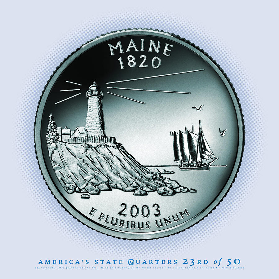 Maine State Quarter - Portrait Coin 23 Digital Art by Garrett Burke ...