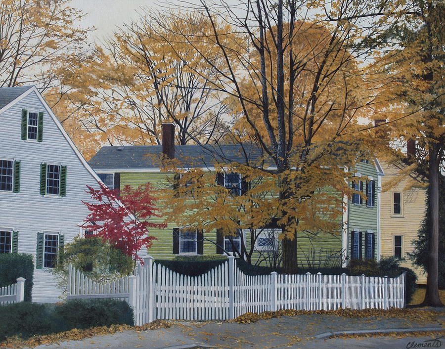 Fall Painting - Autumn day on Maine Street, Kennebunkport by Barbara Barber