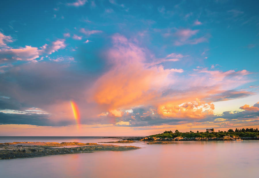 Maine Sunset - Rainbow over Lands End Coast Photograph by Ranjay Mitra