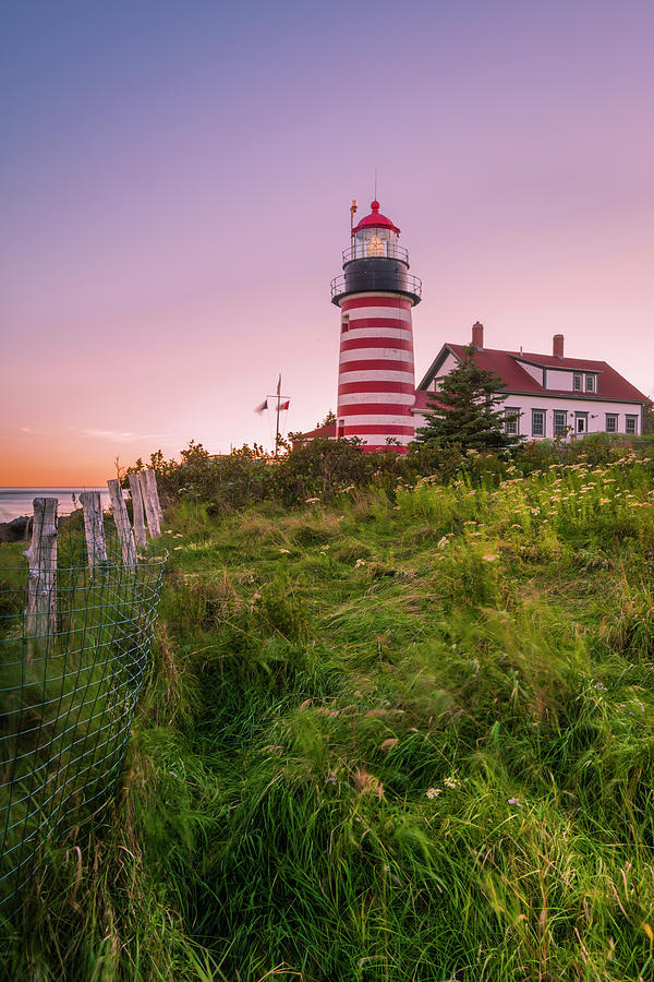 Maine West Quoddy Head Light at Sunset in Autumn Photograph by Ranjay Mitra