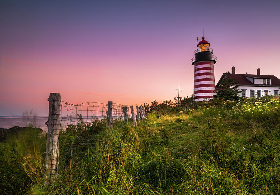 Maine West Quoddy Head Light at Sunset Photograph by Ranjay Mitra