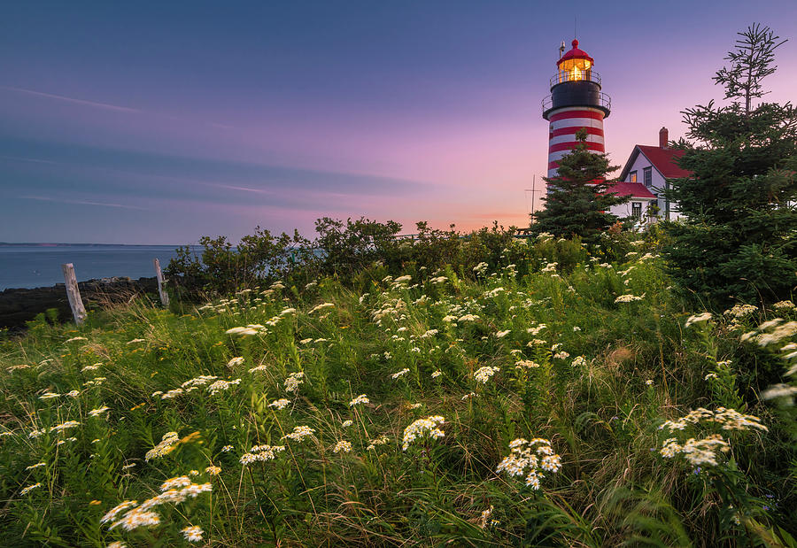 Maine West Quoddy Head Lighthouse Sunset Photograph by Ranjay Mitra