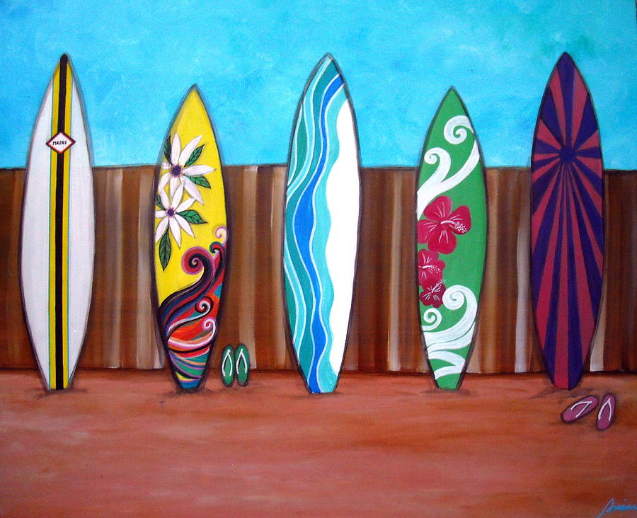 Mairi Surfboards Painting by Pristine Cartera Turkus