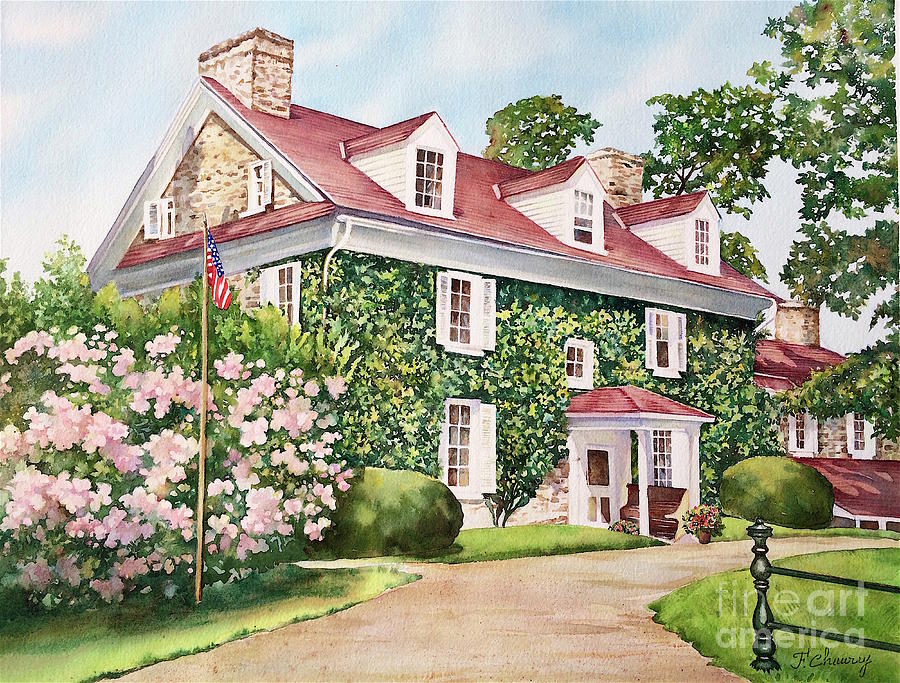 Maison Audubon - Mill Grove - Pennsylvania - USA Painting by Francoise Chauray