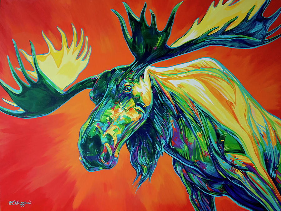 Moose Painting - Majestic by Derrick Higgins