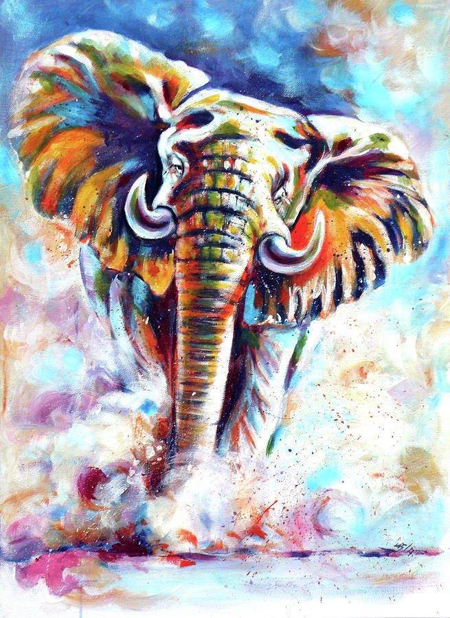 Majestic elephant II Painting by Kovacs Anna Brigitta