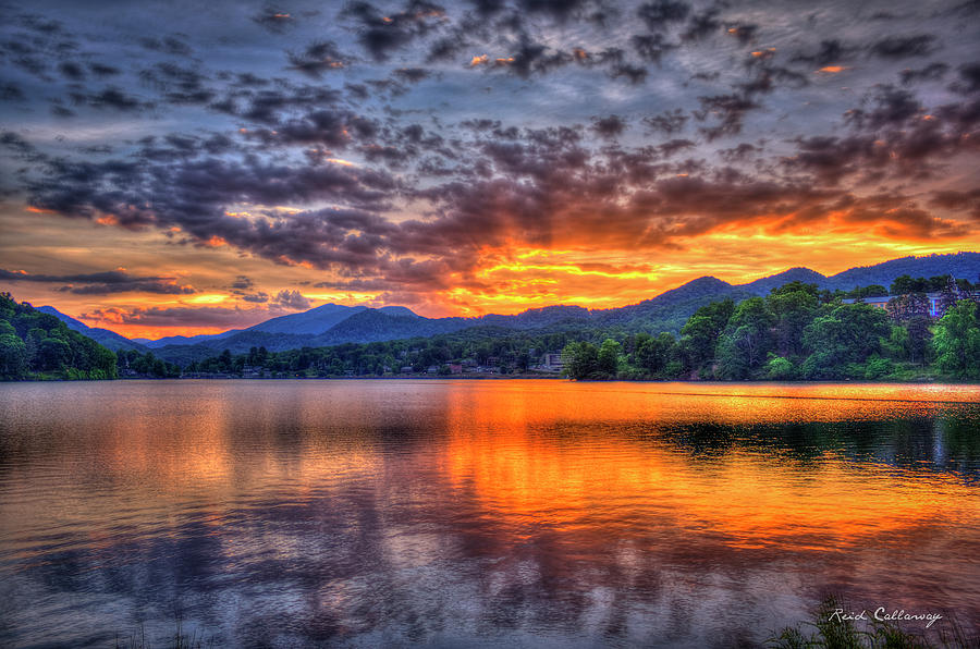 Majestic Glory Lake Junaluska Conference and Retreat Center Sunset Blue Ridge Mountains Art Photograph by Reid Callaway