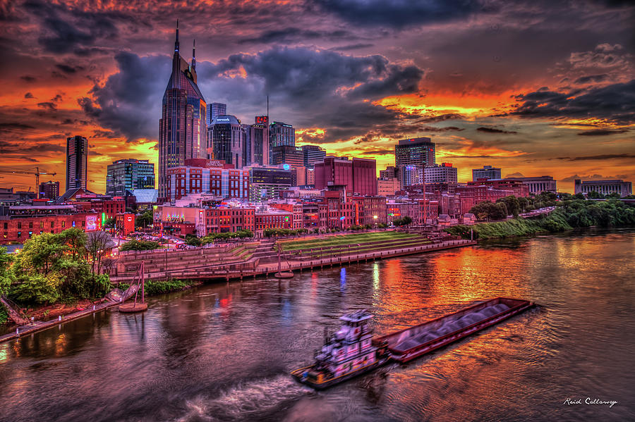 Majestic Sunset Nashville Cityscape Music City Art Photograph by Reid Callaway