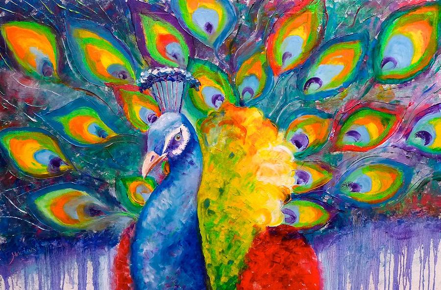 Peacock Painting - Majestic Plume by Marina Wirtz