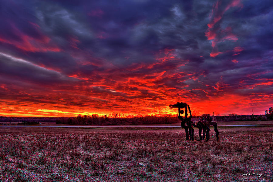 Majestic Red Clouds Winter Sunset The Iron Horse Farm Uga Farming Art Photograph