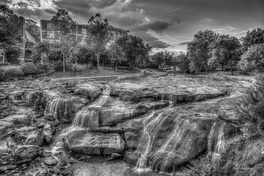 Majestic Reedy River Falls B W Greenville South Carolina Art Photograph by Reid Callaway