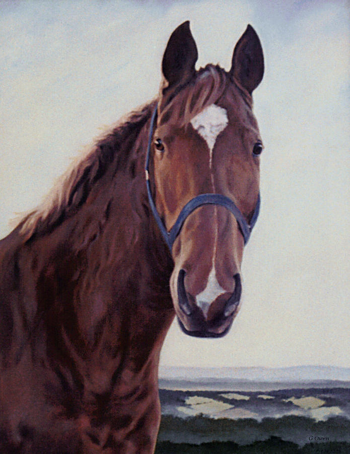 Majestic Roger- Chestnut Horse Painting by Gillian Owen