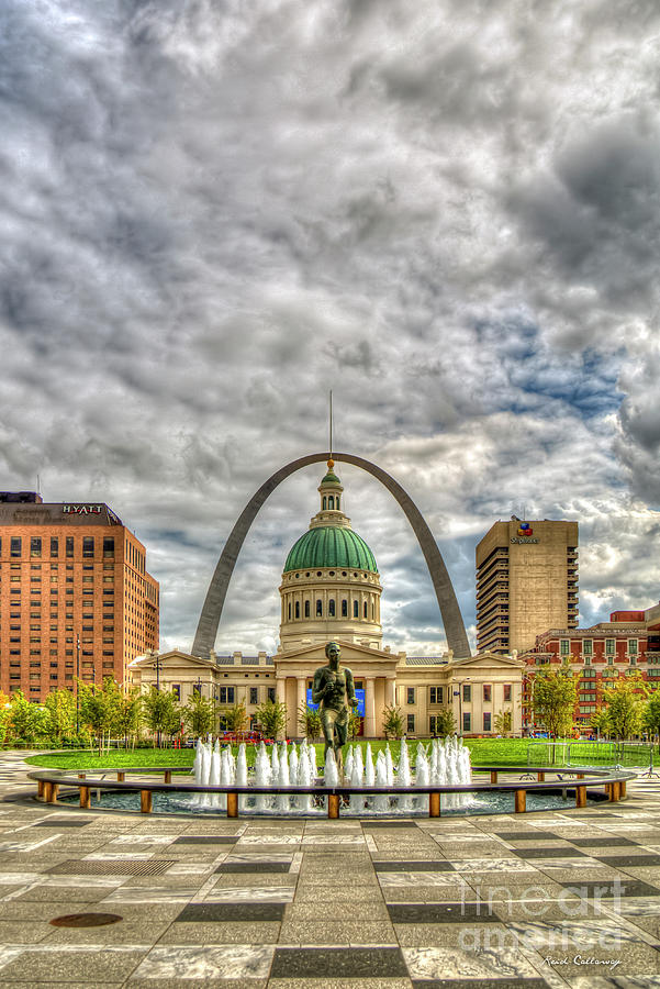 Majestic Sky 2 St Louis Gateway Arch Old St Louis County Court House St Louis Missouri Art Photograph by Reid Callaway