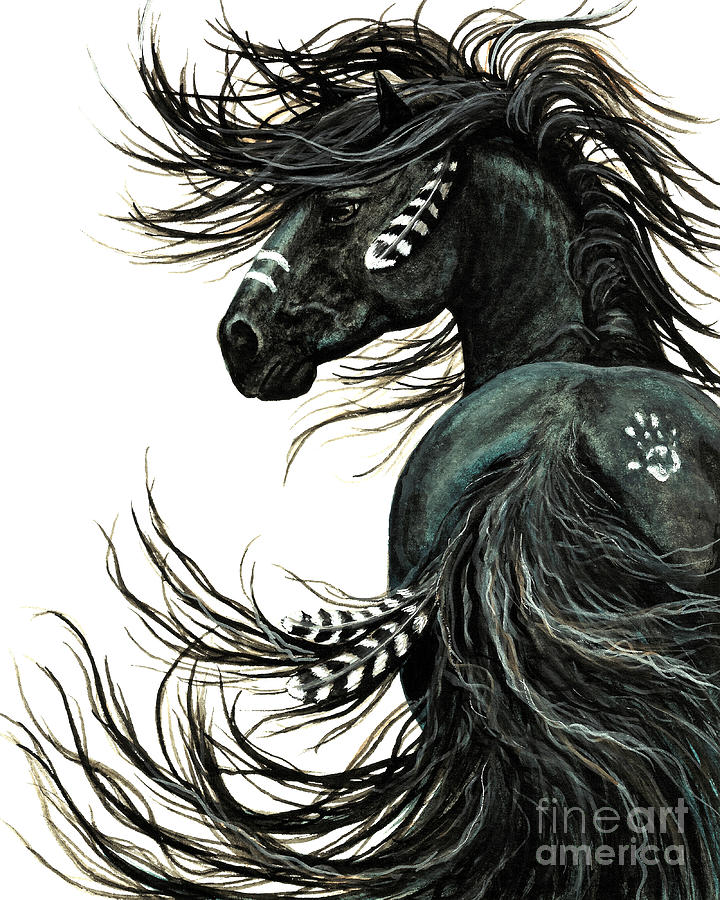 Feather Painting - Majestic Spirit Horse II by AmyLyn Bihrle