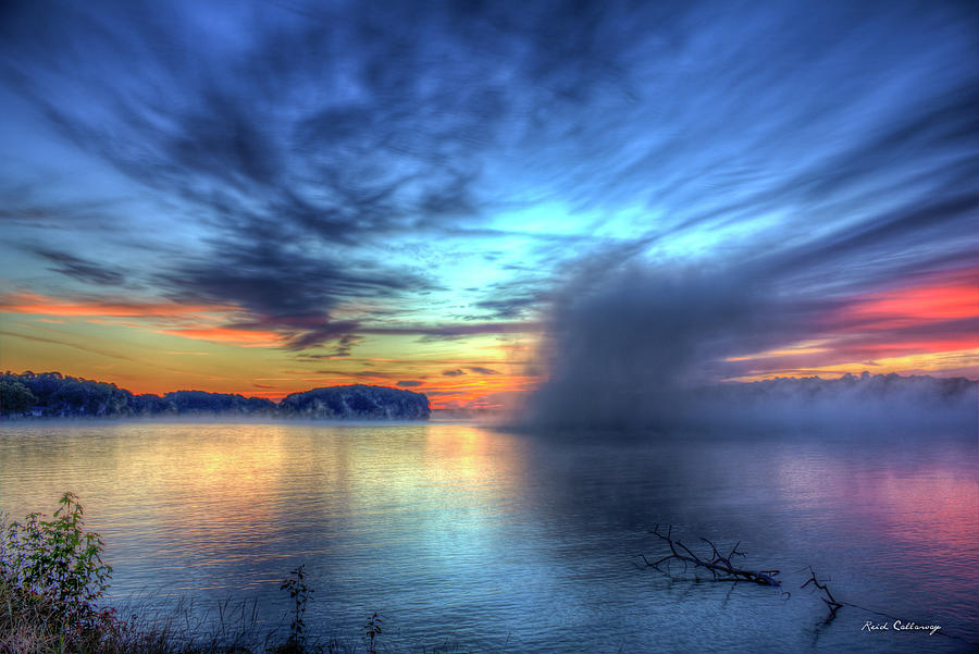 Majestic Sunrise Fog Sugar Creek Lake Oconee Photograph by Reid Callaway