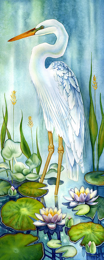 Majestic White Heron Painting by Lyse Anthony
