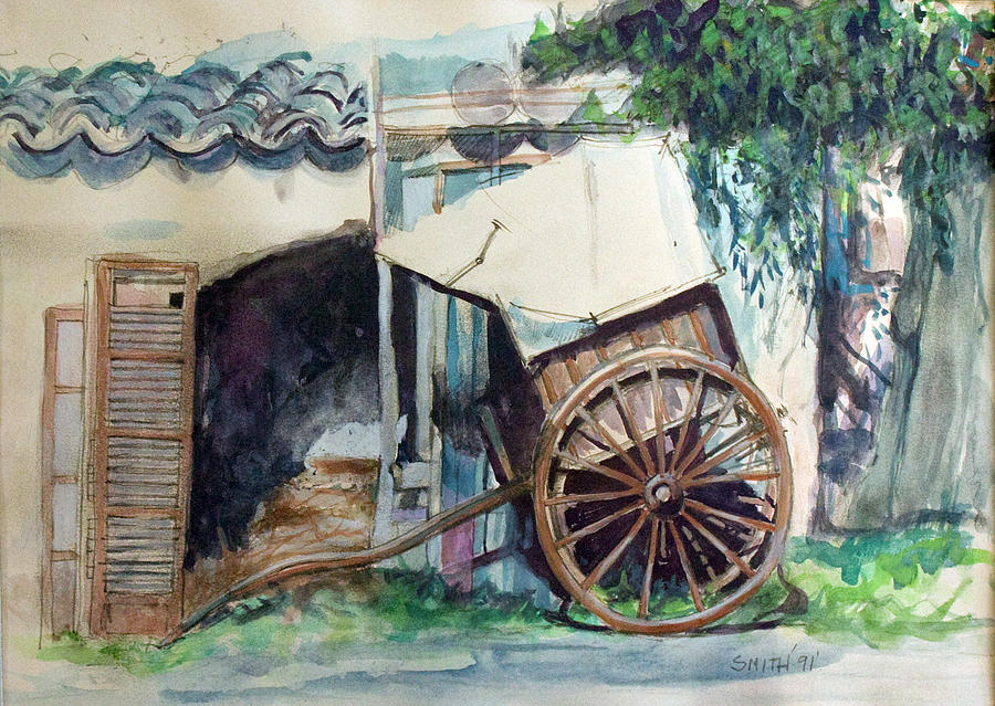 Majorcan outbuildings Painting by Tom Smith