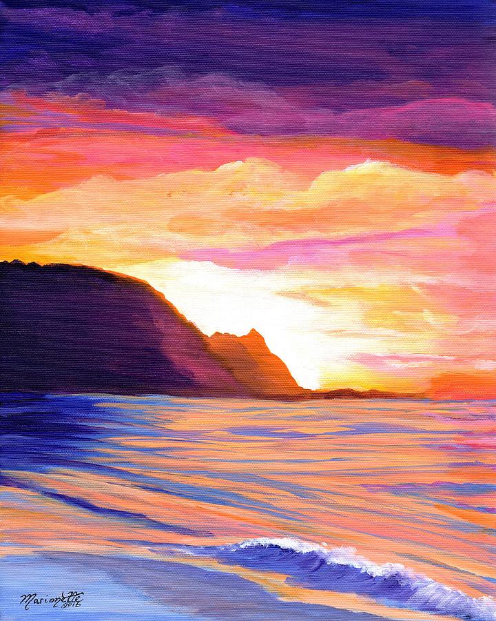 Makana Sunset Painting by Marionette Taboniar