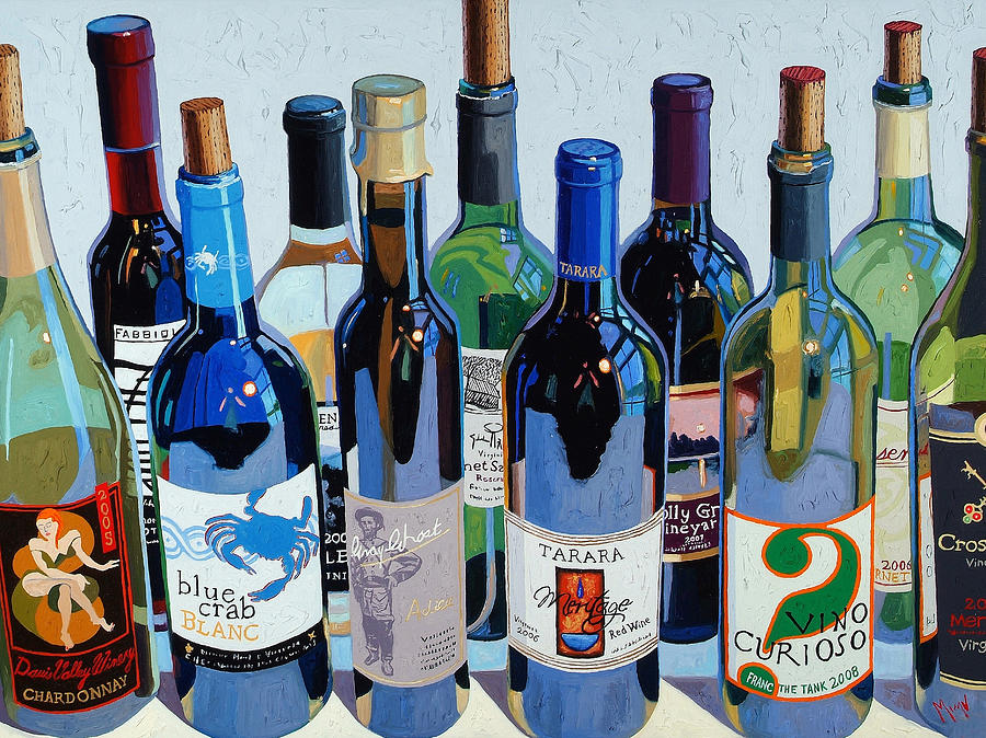 Wine Painting - Make Mine Virginia Wine Number Three by Christopher Mize