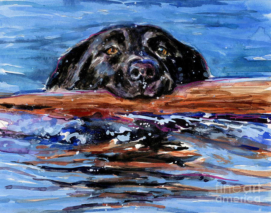 Black Dog Painting - Make Wake by Molly Poole