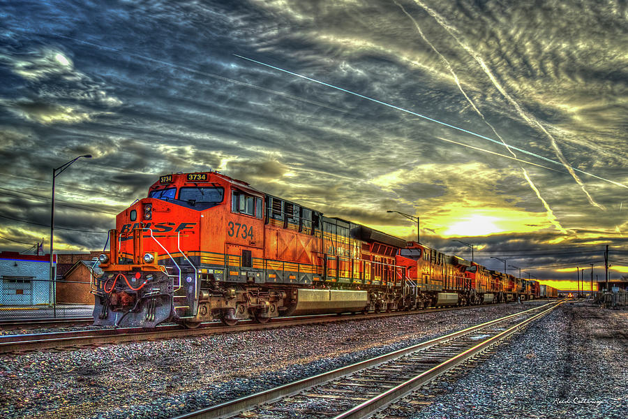 Gallup NM Make Way Sunset Resting BNSF 3734 Locomotive Railroad Train Art Photograph by Reid Callaway