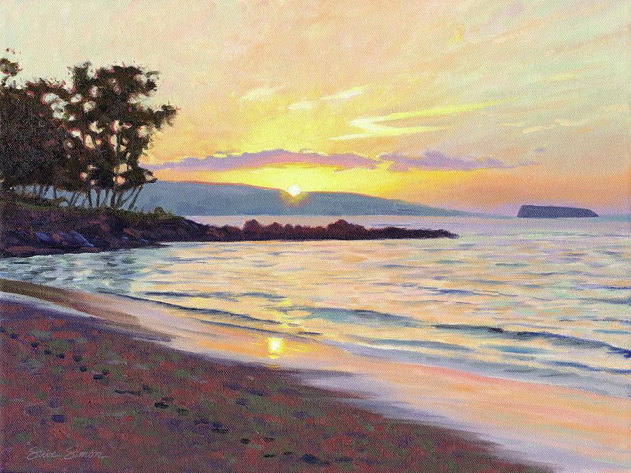 Makena Sunset Painting by Steve Simon