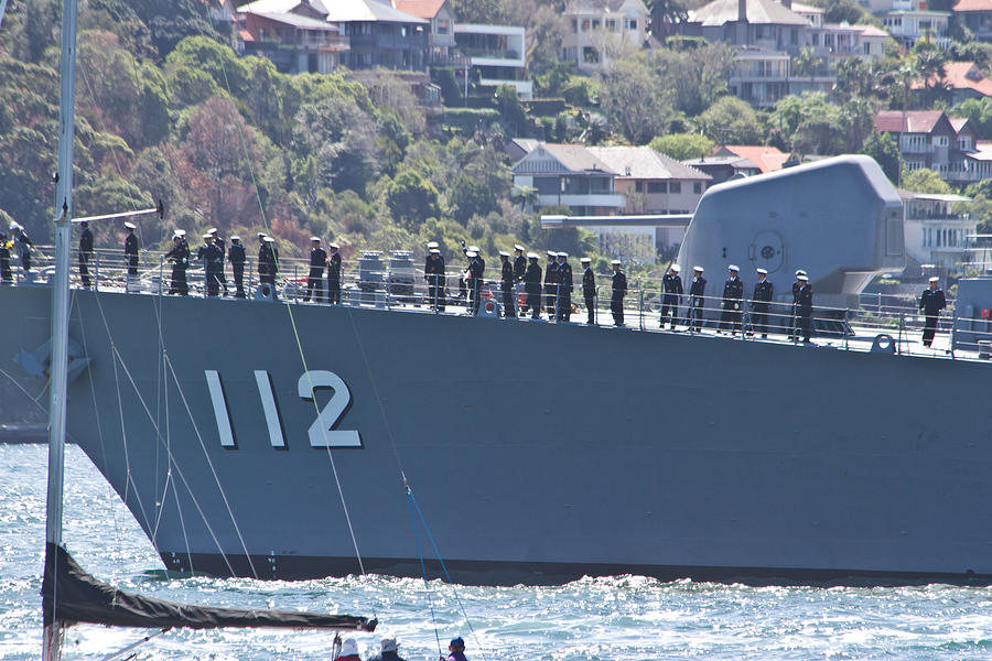 War Ship Photograph - Makinami Warship Meets Sydney by Miroslava Jurcik