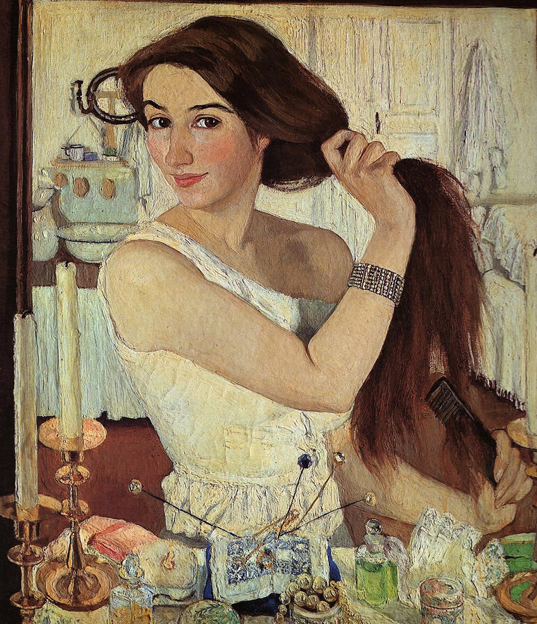 Making Her Toilet Painting by Serebriakova