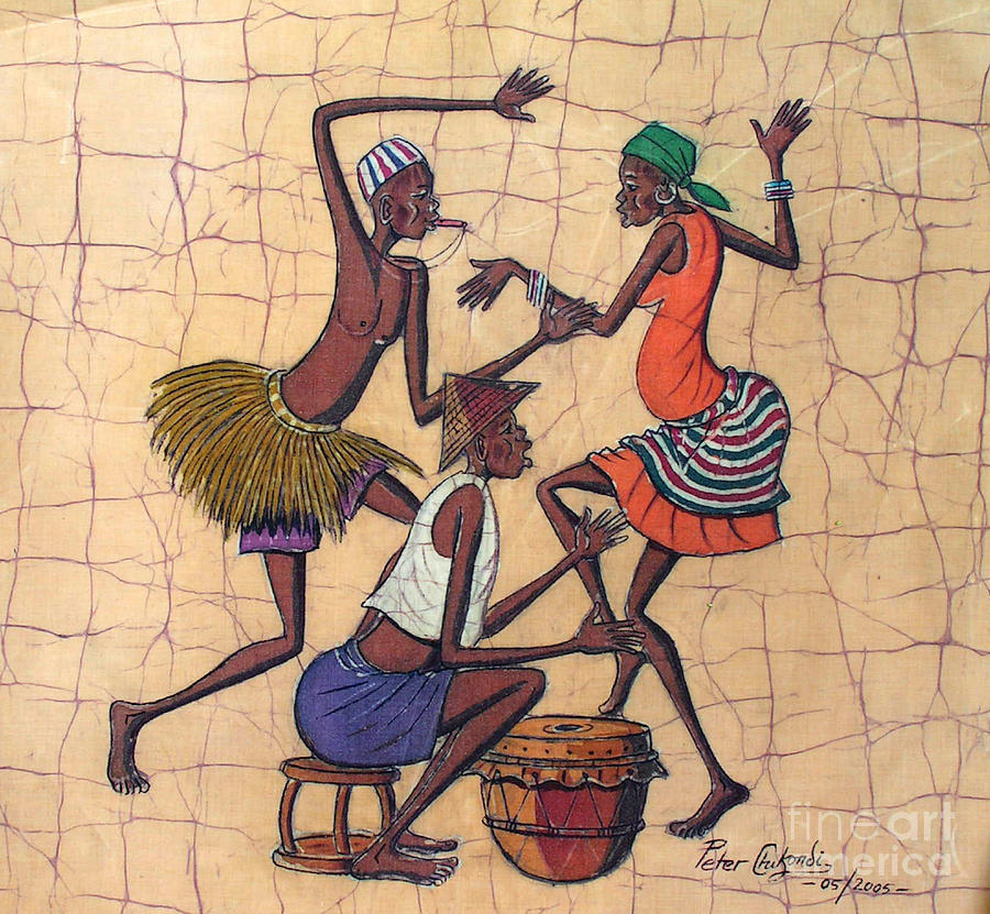 African Painting - Making Music by Peter Chikwondi African Painting - Making Music by Peter Chikwondi