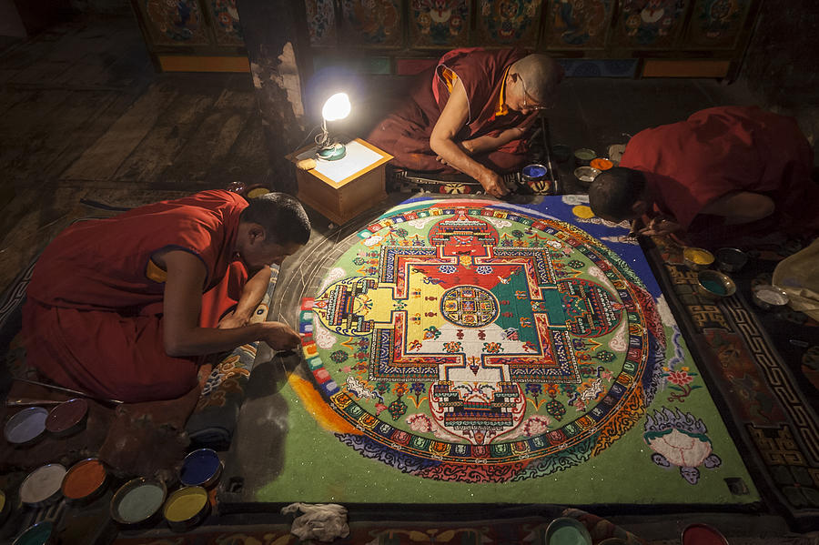 Mandala Photograph - Making of Mandala by Hitendra SINKAR