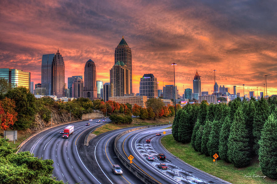 Atlanta GA Autumn Sunset Making The Curve Midtown To Downtown Architectural Cityscape Art Photograph by Reid Callaway