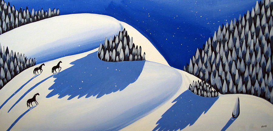 Making The Peak - modern winter landscape Painting by Debbie Criswell
