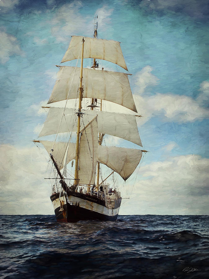 Tall Ship Digital Art - Making Way by Peter Chilelli