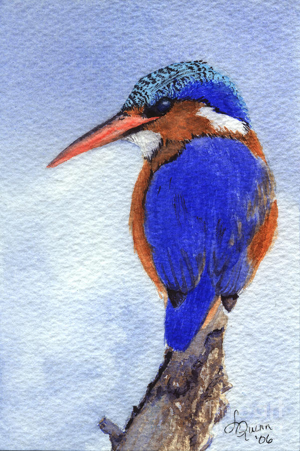 Malachite Kingfisher Painting by Lynn Quinn