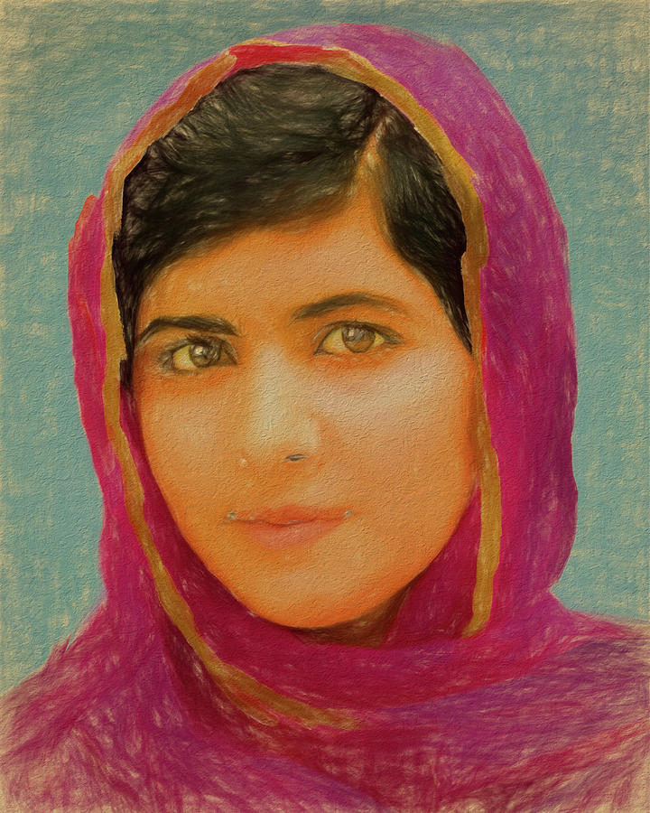 Malala Yousafzai Mixed Media by Dan Sproul