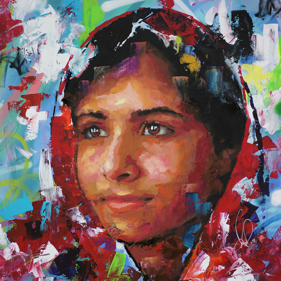 Abstract Painting - Malala Yousafzai II by Richard Day