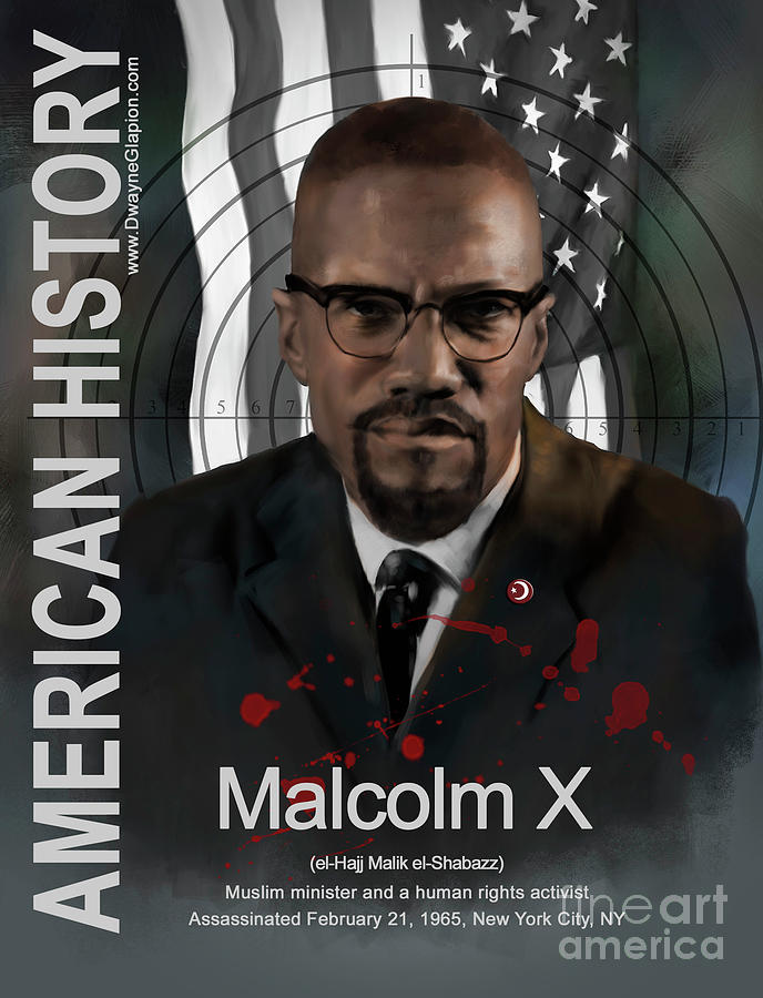 Malcolm X American History Digital Art by Dwayne Glapion