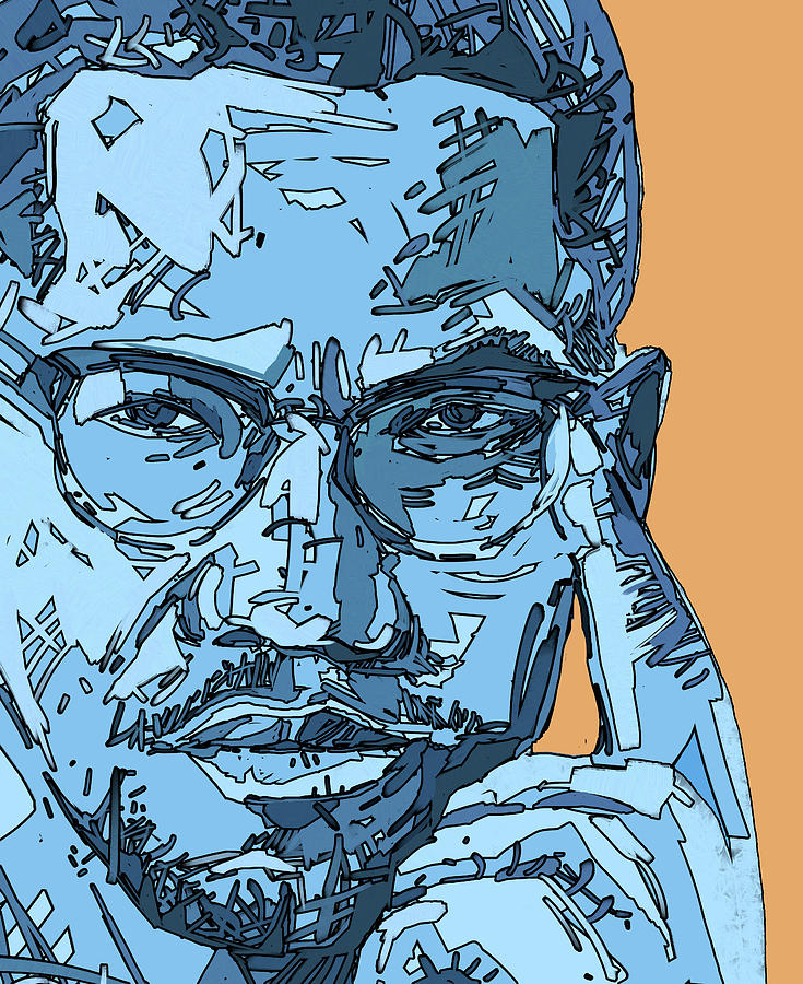 Malcolm X Blue And Orange Digital Art