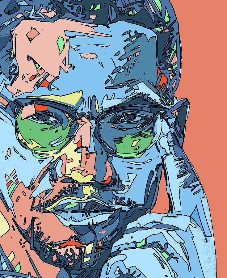 Abstract Digital Art - Malcolm X Color by Bekim M