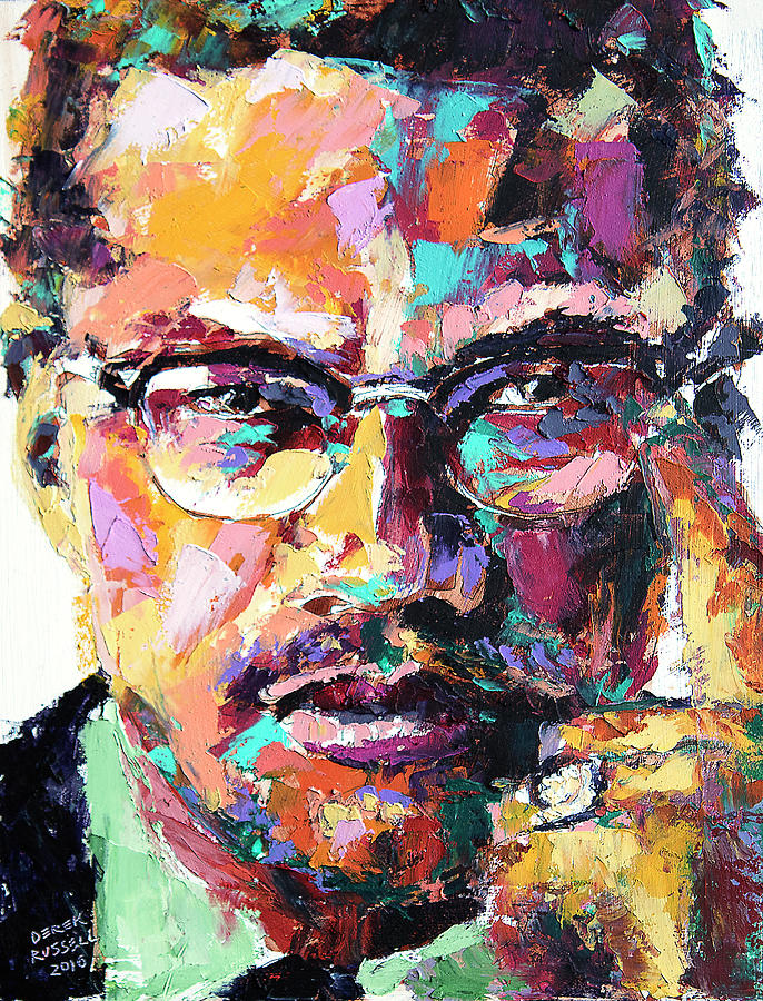 Malcolm X Painting by Derek Russell