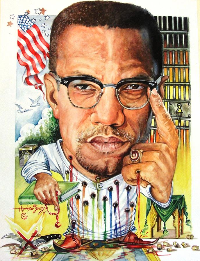 Malcolm X Painting by Haydar Alyasiry