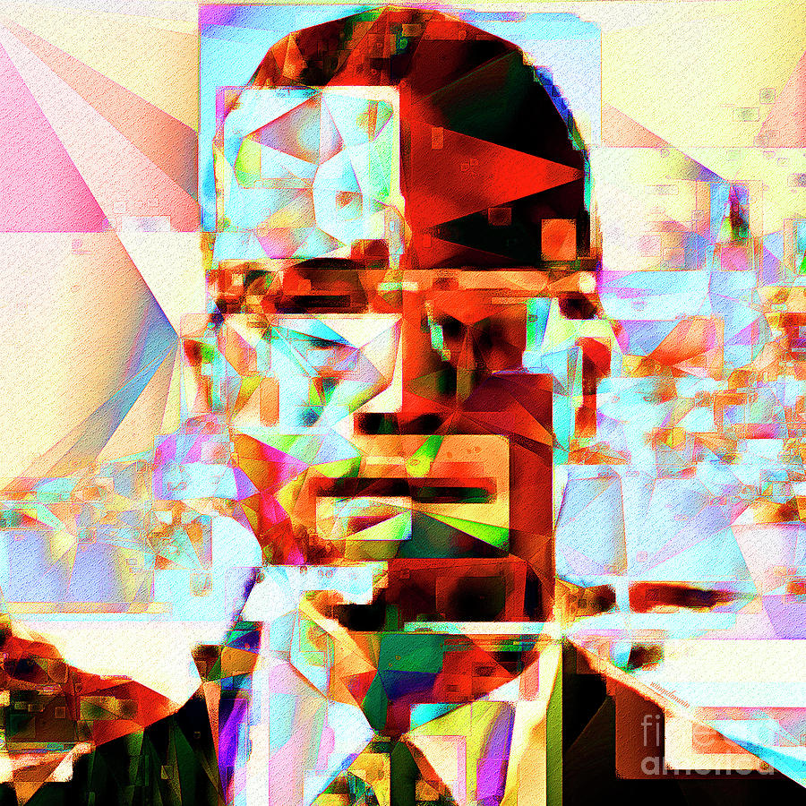 Black Panther Movie Photograph - Malcolm X in Abstract Cubism 20170329 square by Wingsdomain Art and Photography