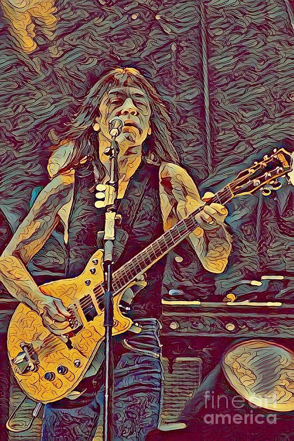 Malcolm Young Performing Digital Art by Pd - Pixels