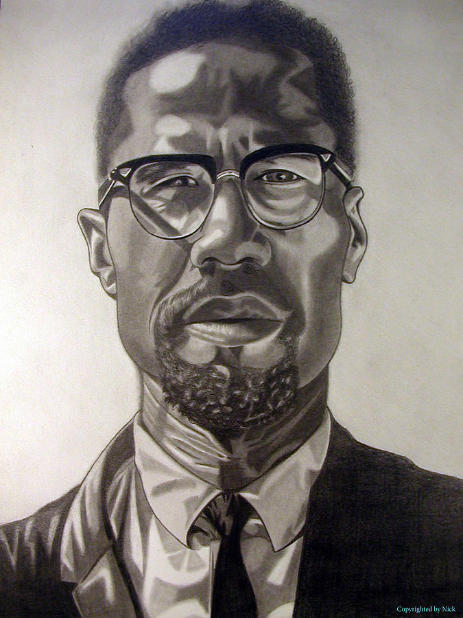 Malcom X Drawing By Nick H