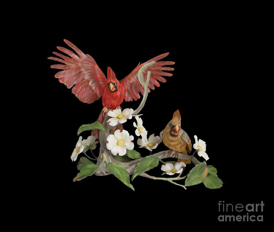 Male and Female Cardinals  Digital Art by Walter Colvin