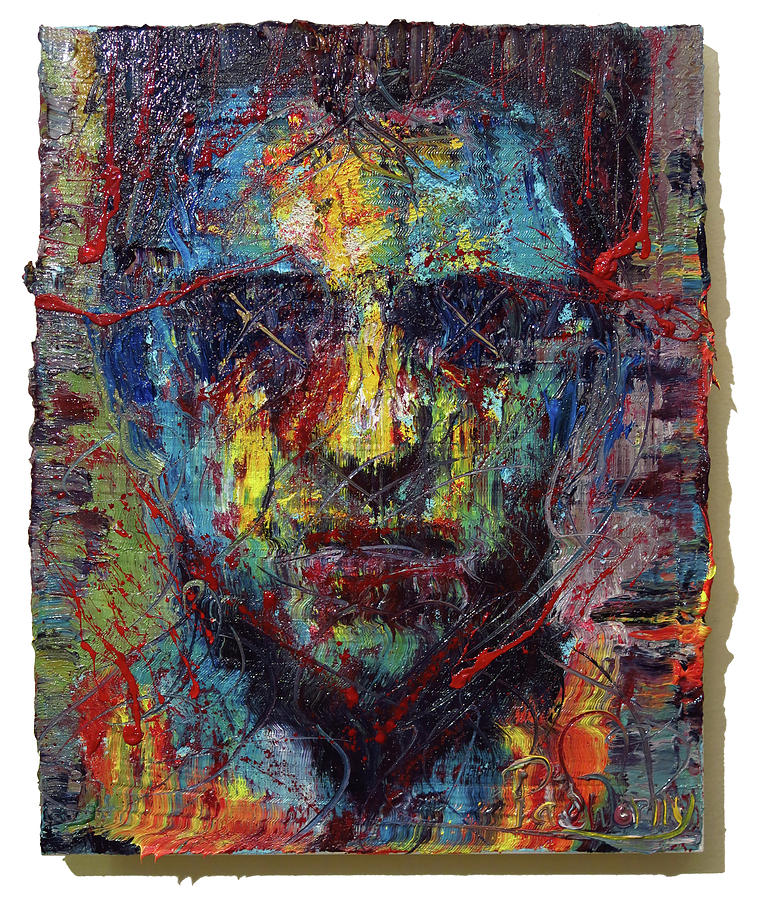 Original Oil Painting on Gallery Wrapped Stretched Canvas of 20 by 16 by 3/4 in / expressionism portrait face thick gallery figurative folk