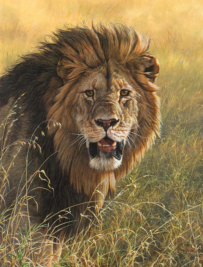 Male Lion 2 Painting by Alan M Hunt