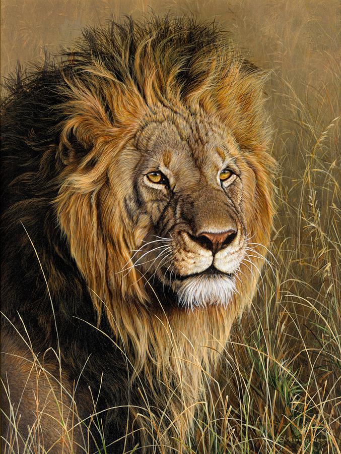 Male Lion Painting by Alan M Hunt