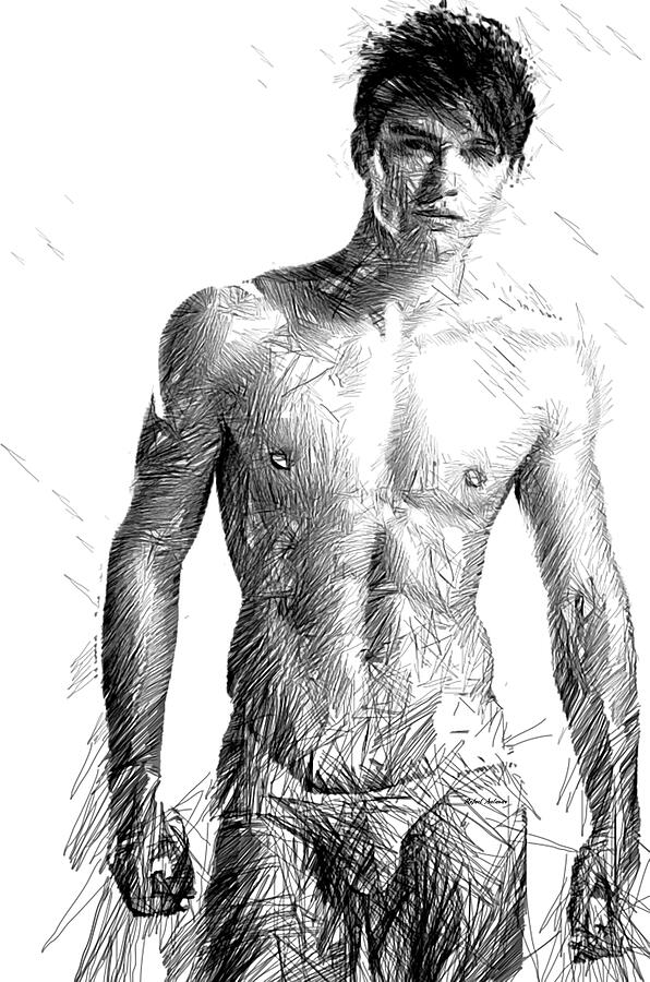 Male Model Digital Art by Rafael Salazar