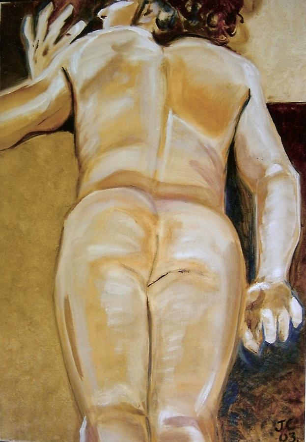 Male nude back Painting by Joanne Claxton
